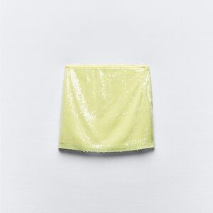 Zara Lime Green Sequin Mini Skirt